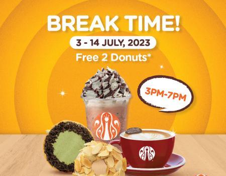 J.Co Break Time FREE 2 Donuts Promotion (3 July 2023 - 14 July 2023)