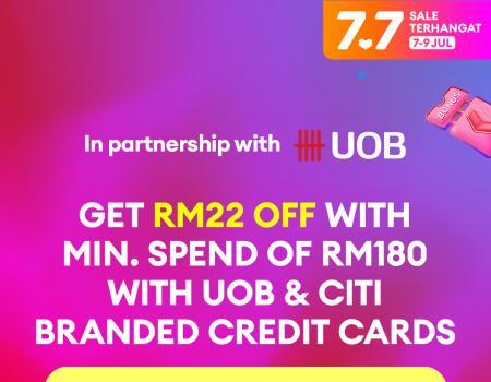 Lazada 7.7 Sale UOB & Citi Credit Cards Vouchers Promotion (7 Jul 2023 - 9 Jul 2023)