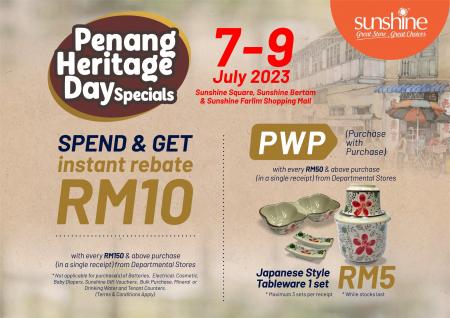 Sunshine Departmental Store Georgetown World Heritage City Day RM10 Instant Rebate Promotion (7 July 2023 - 9 July 2023)