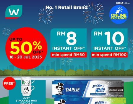 Watsons Darlie Promotion Up To 50% OFF + Up To RM10 Instant OFF (18 July 2023 - 20 July 2023)