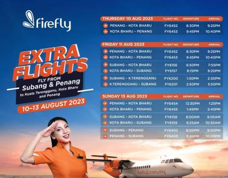 Firefly Extra Flights Travel To Home Town (10 Aug 2023 - 13 Aug 2023)