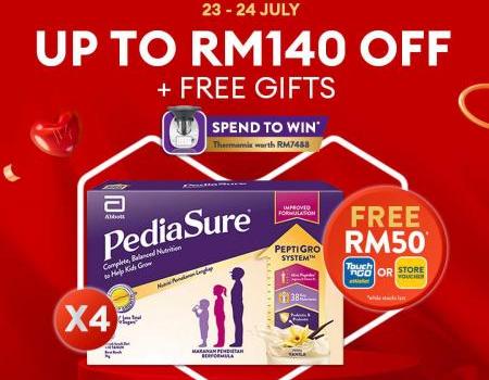 Abbott Lazada Super Brand Spotlight Sale Pediasure Up To RM140 OFF + FREE Gifts Promotion (23 July 2023 - 24 July 2023)