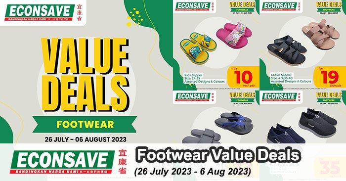 Econsave Footwear Value Deals Promotion Price As Low As RM10 (26 Jul 2023 - 6 Aug 2023)