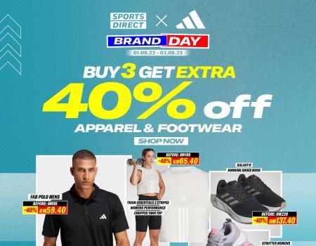 Sports Direct Adidas Brand Day Sale Buy 3 Get Extra 40% OFF Apparel & Footwear (1 August 2023 - 3 August 2023)