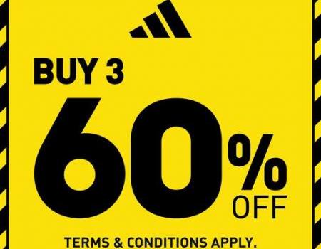 Adidas Buy 3 @ 60% OFF Promotion at Johor Premium Outlets (28 Jul 2023 - 30 Jul 2023)