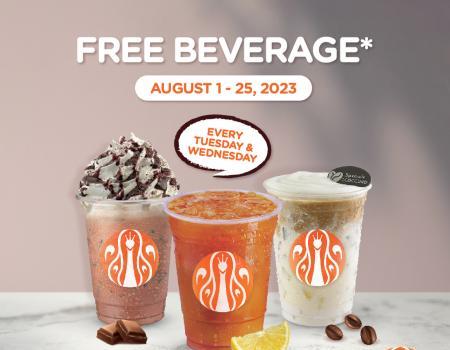J.Co KTCC Mall Tuesday & Wednesday FREE Beverage Promotion (1 August 2023 - 25 August 2023)