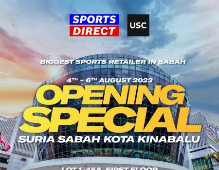 Sports Direct Suria Sabah Opening Promotion (4 August 2023 - 6 August 2023)