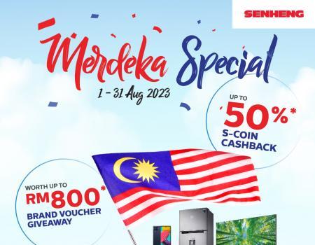 SENHENG Merdeka Sale Up To RM800 Brand Voucher Giveaway + Up To 50% S-Coin Cashback Promotion (1 Aug 2023 - 31 Aug 2023)