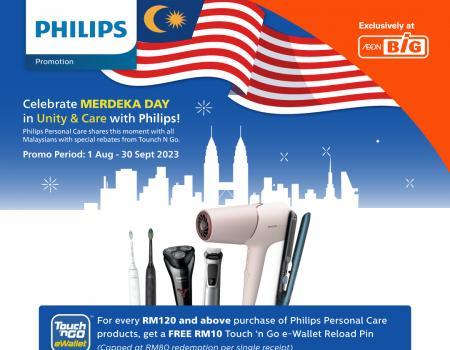 AEON BiG Philips Personal Care Products Merdeka FREE RM10 TNG eWallet Reload Pin Promotion (1 August 2023 - 30 September 2023)