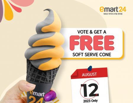Emart24 PRN 2023 Vote & Get FREE Soft Serve Cone Promotion (12 Aug 2023)