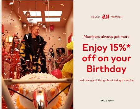 H&M Members Birthday 15% OFF Promotion