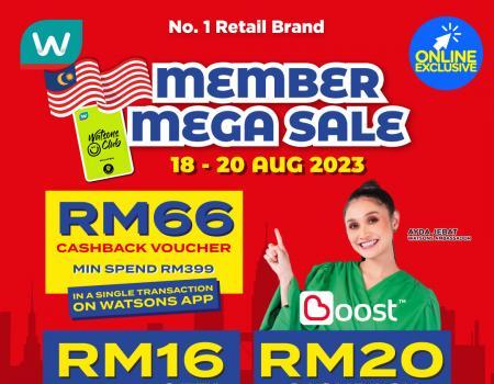 Watsons Online Member Mega Sale (18 Aug 2023 - 20 Aug 2023)