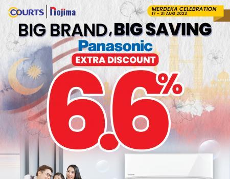 COURTS Panasonic Merdeka Extra Discount 6.6% Promotion (17 August 2023 - 31 August 2023)