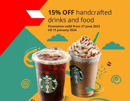 Starbucks 15% OFF Handcrafted Drinks and Food with CIMB Bank Cards Promotion (27 June 2023 - 15 January 2024)