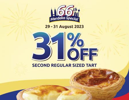 Hokkaido Baked Cheese Tart Merdeka 31% OFF 2nd Tart Promotion (29 August 2023 - 31 August 2023)