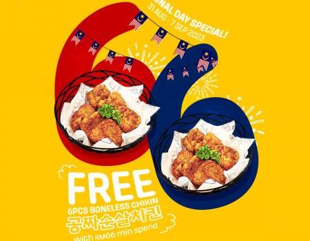 Kyochon Merdeka FREE 6pcs Boneless Chikin Bites Promotion (31 Aug 2023 - 7 Sep 2023)