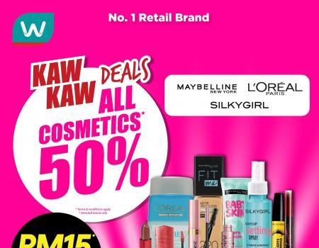 Watsons Cosmetics 50% OFF Promotion (25 August 2023 - 28 August 2023)