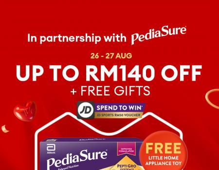 Abbott Lazada Super Brand Spotlight Sale Pediasure Up To RM140 OFF + FREE Gifts Promotion (26 August 2023 - 27 August 2023)