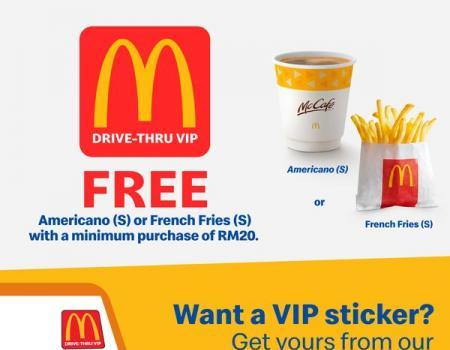 McDonald's Drive-Thru VIP FREE Americano or French Fries Promotion