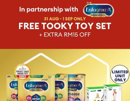 Enfagrow A+ Lazada Super Brand Spotlight Sale FREE Tooky Toy Set + Extra RM15 OFF (31 Aug 2023 - 1 Sep 2023)