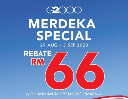 G2000 Merdeka Special Sale Rebate RM66 at Johor Premium Outlets (29 Aug 2023 - 3 Sep 2023)