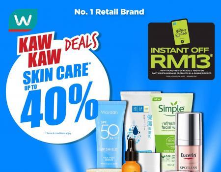 Watsons Skincare Sale Up to 40% Off + RM13 Instant Rebate! (7 September 2023 - 11 September 2023)