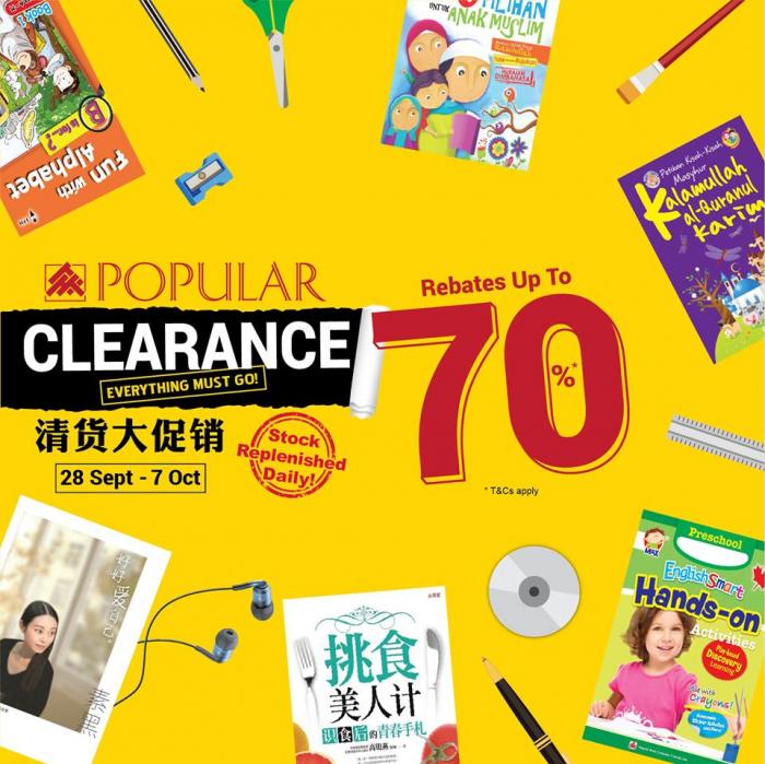 POPULAR Clearance Rebates Up To 70% at 52 Selected Outlets (28 September 2018 - 7 October 2018)