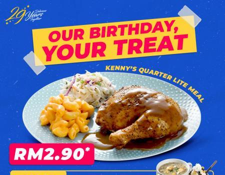 Kenny Rogers ROASTERS 29th Birthday Celebration: RM2.90 Kenny's Quarter Lite Meal! (15 September 2023 - 24 September 2023)