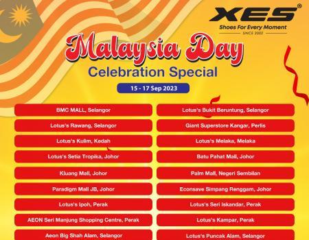 XES Shoes Malaysia Day Promotion: Buy 1, Get 1 Free and Buy 2, Get 3 Free on Footwear (15 Sep 2023 - 17 Sep 2023)