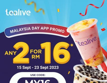 Tealive Malaysia Day Promotion 2 For RM16 Tealive Drinks (15 September 2023 - 23 September 2023)