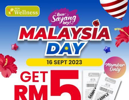 AEON Wellness Malaysia Day Promotion: Get RM5 Cash Voucher for Every RM60 Spent! (16 September 2023)