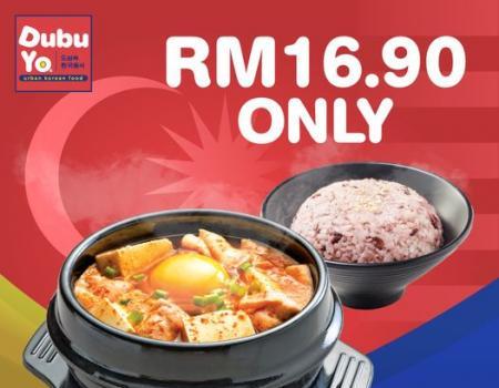 DubuYo Malaysia Day Promotion: Soondubu Jigae Chicken + Rice for RM16.90 (16 Sep 2023)