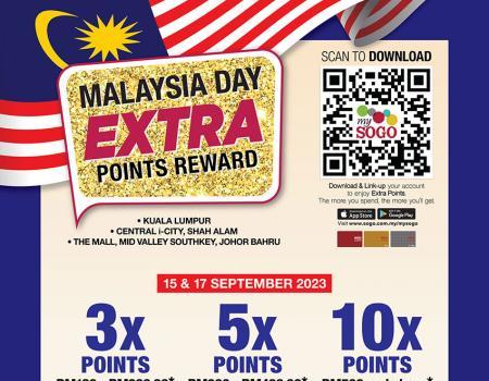 SOGO Malaysia Day Extra Points Reward Promotion (15 Sep 2023 - 17 Sep 2023)