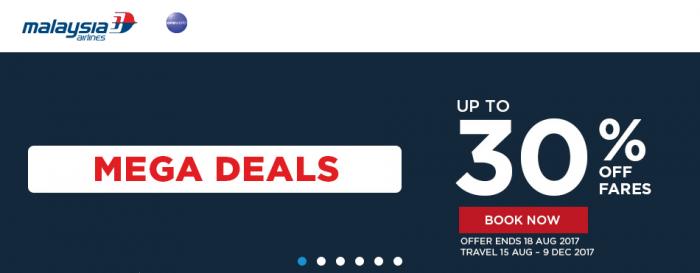 Malaysia Airlines Mega Deals Up To 30% Off Fares