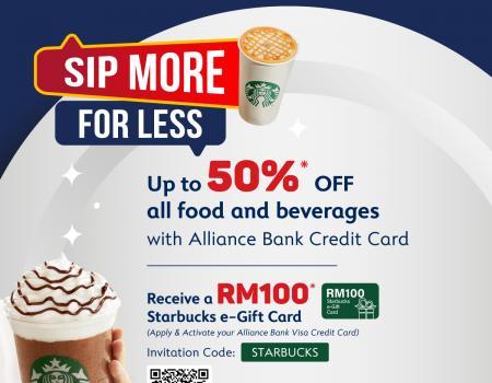 Starbucks Up To 50% OFF Promotion with Alliance Bank Credit Card (01 Sep 2023 - 29 Feb 2024)
