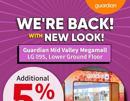 Guardian Mid Valley New Look Promotion: 5% Off with Min. Spend RM40! (valid until 04 Oct 2023)