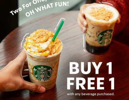 Starbucks Buy 1 FREE 1 Promotion (25 Sep 2023 - 27 Sep 2023)