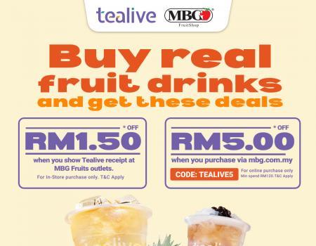 MBG Fruit Shop Up To RM5 OFF for Tealive Customer Promotion