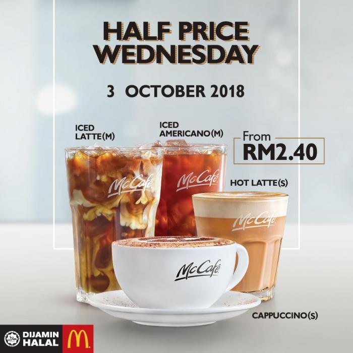 McDonald's Half Price Wednesday (3 October 2018)