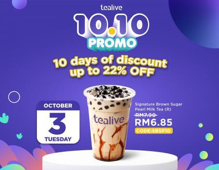 Tealive 10.10 Promotion Signature Brown Sugar Pearl Milk Tea for RM6.85 (3 Oct 2023)