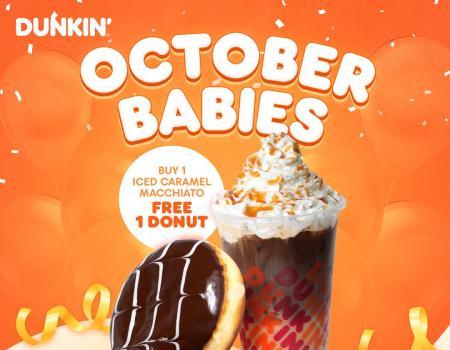 Dunkin' FREE Donut for October Babies Birthday Promotion (1 Oct 2023 - 31 Oct 2023)
