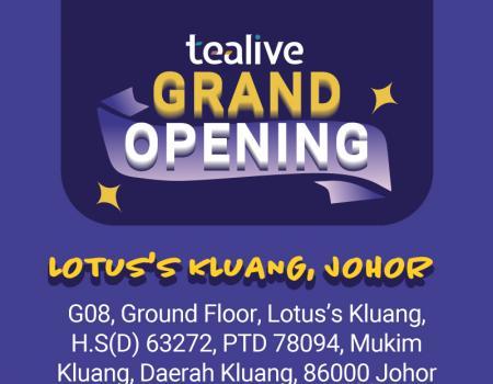 Tealive Lotus's Kluang Grand Opening Promotion (5 Oct 2023 - 11 Oct 2023)