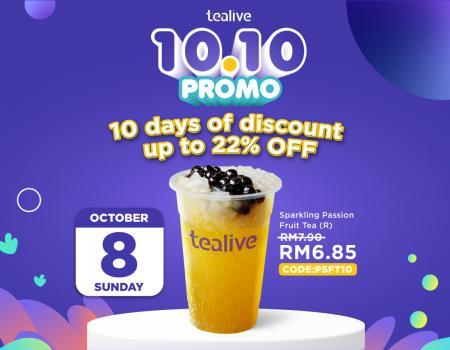 Tealive 10.10 Promotion Sparkling Passion Fruit Tea for RM6.85 (8 Oct 2023)