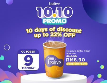 Tealive 10.10 Promotion Signature Coffee for RM8.90 (9 Oct 2023)