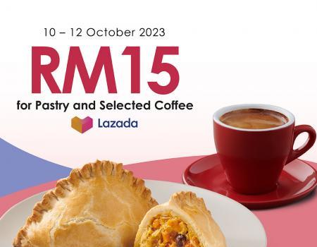 Secret Recipe Lazada 10.10 Sale: RM15 for Pastry and Coffee (10 Oct 2023 - 12 Oct 2023)