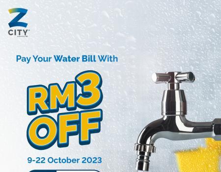 ZCITY Promotion: Pay Water Bills Get RM3 OFF (9 Oct 2023 - 22 Oct 2023)