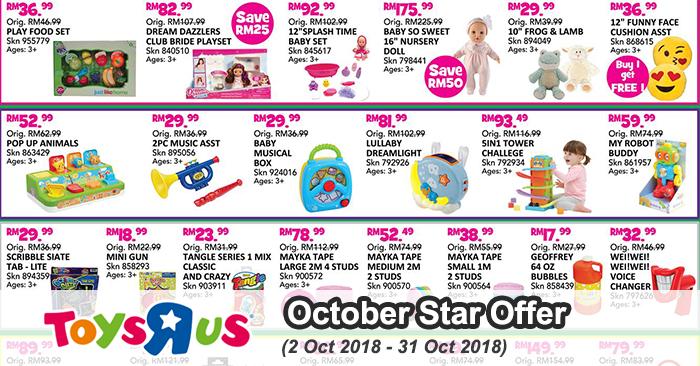 Toys R Us October Star Offer (2 October 2018 - 31 October 2018)
