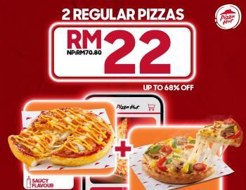 Pizza Hut 2 Regular Pizza for RM22 App Exclusive Promotion (23 October 2023 - 29 October 2023)