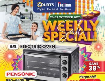 COURTS Weekly Special Promotion: Pensonic 66L Electric Oven for RM359 (26 Oct 2023 - 31 Oct 2023)