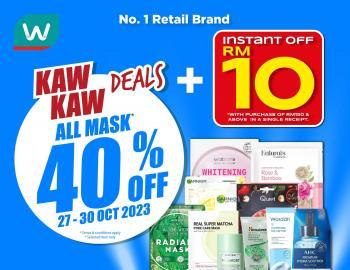 Watsons Skincare Masks 40% OFF Promotion (27 October 2023 - 30 October 2023)